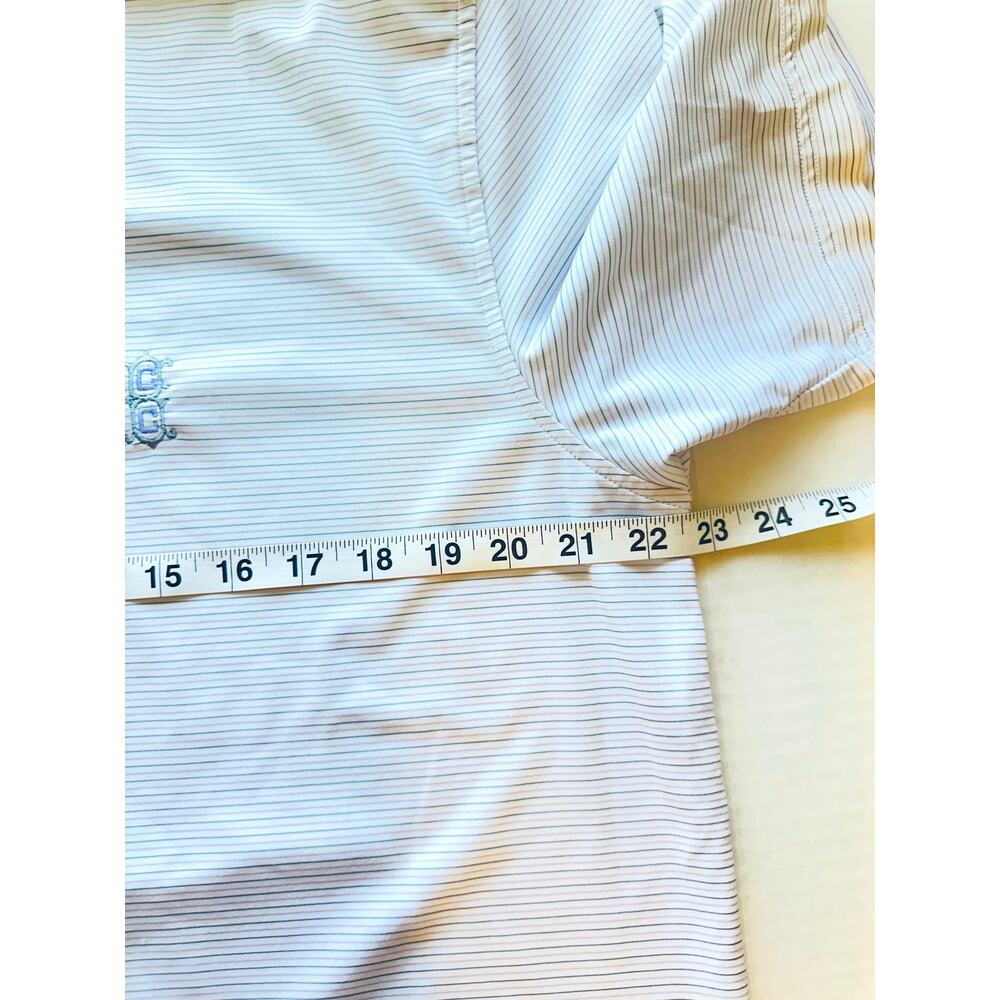 Peter Millar Golf Polo Size M Blue Micro Stripe Chartwell Country Club Crest - Picture 8 of 10